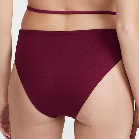 NWT Agua Bendita Women's Safire Leva Burgundy Bikini Bottoms Waist Strap Belt - Picture 3 of 8